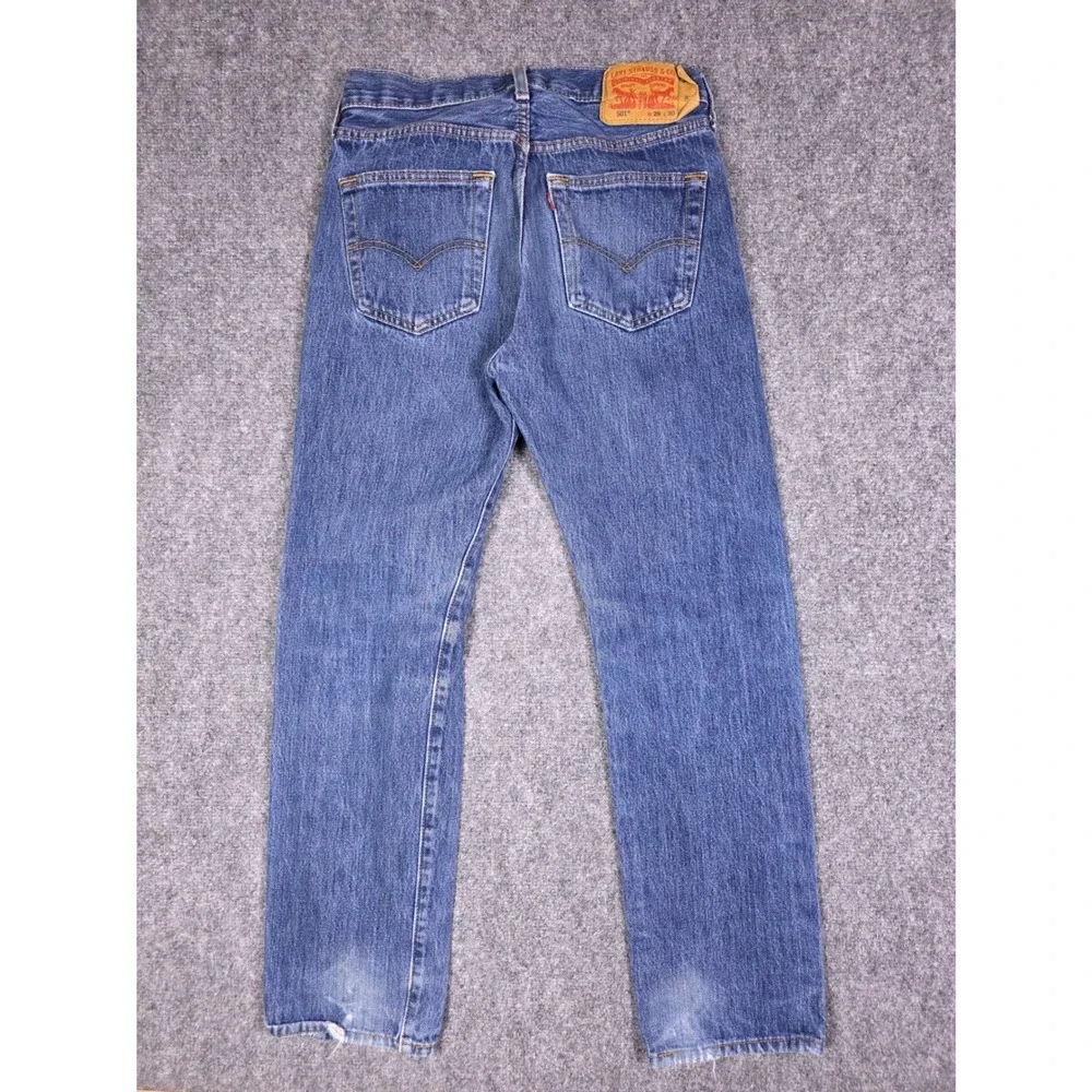 Levis 501 Original Fit Jeans Mens 29x30 Blue Straight Leg Button Fly 00501-0115